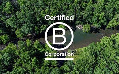  Landscape aerial from the Rainforest Rescue with white B Corp logo