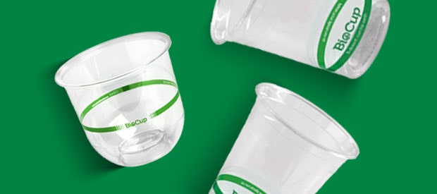 Clear Cups – Bioplastic Cups – Green Stripe BioCup