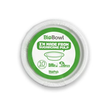 16oz White BioCane Sugarcane Bowl - 10 Packs
